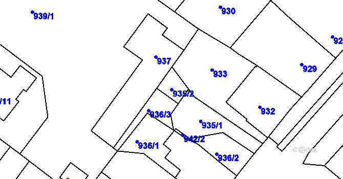 Parcela st. 935/2 v KÚ Čejč, Katastrální mapa