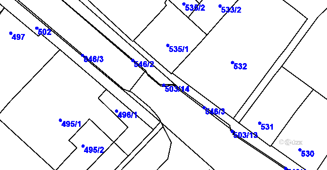 Parcela st. 503/14 v KÚ Čejč, Katastrální mapa