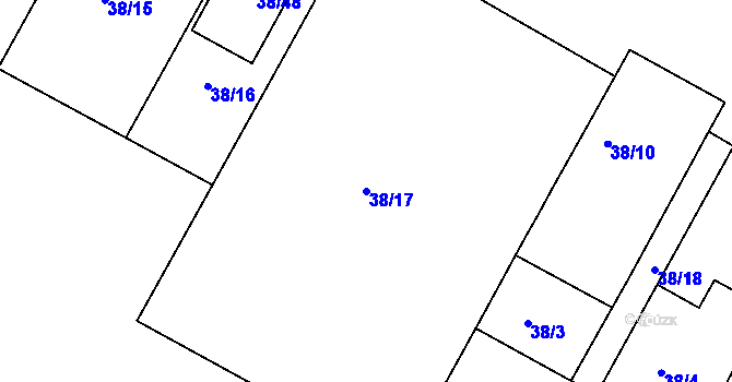 Parcela st. 38/17 v KÚ Čejč, Katastrální mapa