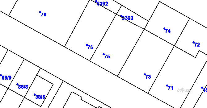 Parcela st. 75 v KÚ Čejč, Katastrální mapa