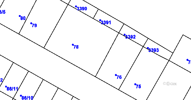 Parcela st. 77 v KÚ Čejč, Katastrální mapa