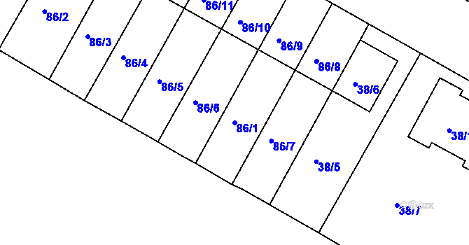 Parcela st. 86/1 v KÚ Čejč, Katastrální mapa