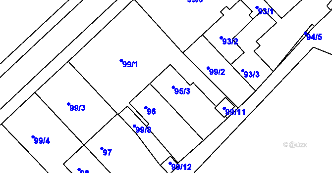 Parcela st. 95 v KÚ Čejč, Katastrální mapa