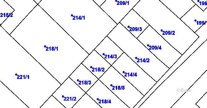 Parcela st. 214/3 v KÚ Čejč, Katastrální mapa