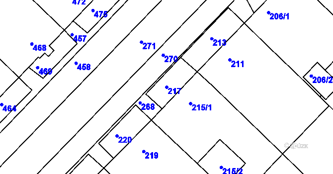 Parcela st. 217 v KÚ Čejč, Katastrální mapa
