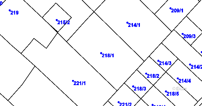 Parcela st. 218/1 v KÚ Čejč, Katastrální mapa