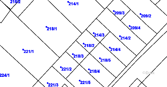 Parcela st. 218/2 v KÚ Čejč, Katastrální mapa