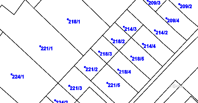 Parcela st. 218/3 v KÚ Čejč, Katastrální mapa