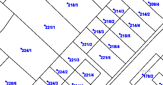 Parcela st. 221/2 v KÚ Čejč, Katastrální mapa