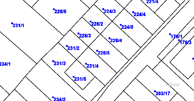 Parcela st. 228/5 v KÚ Čejč, Katastrální mapa