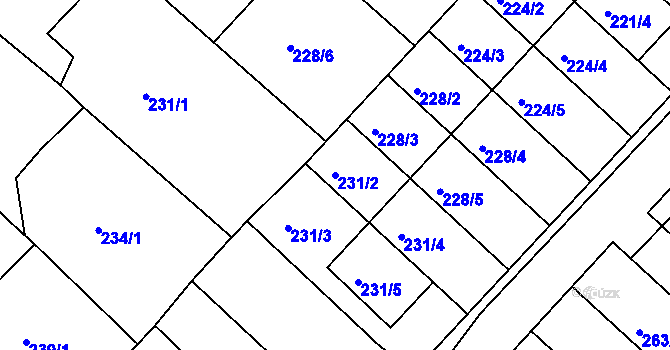 Parcela st. 231/2 v KÚ Čejč, Katastrální mapa