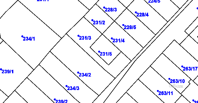 Parcela st. 231/5 v KÚ Čejč, Katastrální mapa