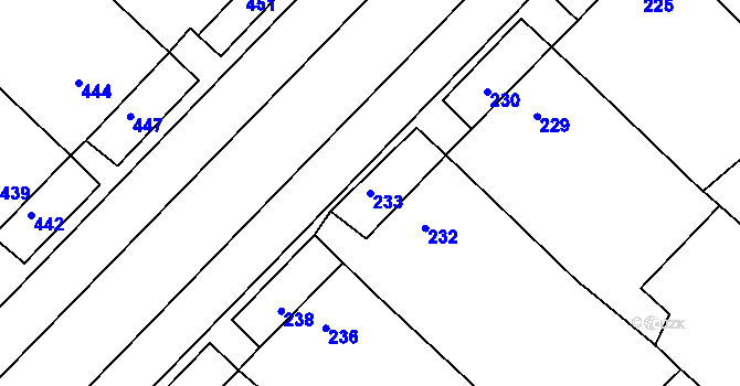 Parcela st. 233 v KÚ Čejč, Katastrální mapa