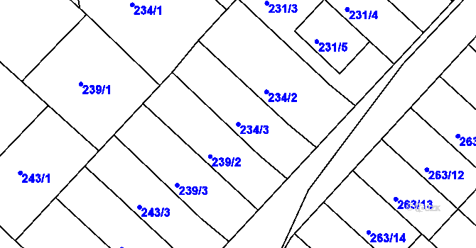 Parcela st. 234/3 v KÚ Čejč, Katastrální mapa
