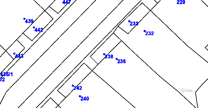Parcela st. 238 v KÚ Čejč, Katastrální mapa