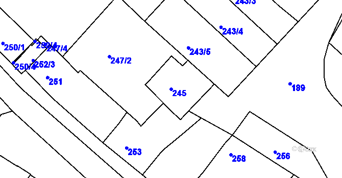 Parcela st. 245 v KÚ Čejč, Katastrální mapa