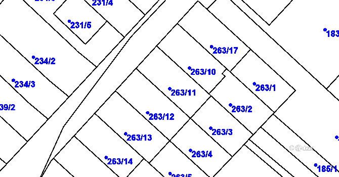 Parcela st. 263/11 v KÚ Čejč, Katastrální mapa
