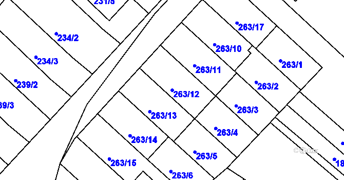 Parcela st. 263/12 v KÚ Čejč, Katastrální mapa