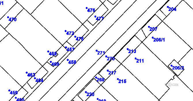 Parcela st. 271 v KÚ Čejč, Katastrální mapa