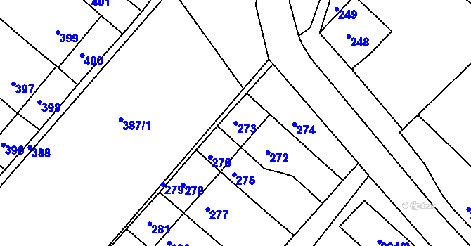 Parcela st. 273 v KÚ Čejč, Katastrální mapa
