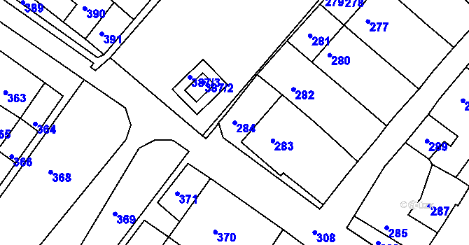 Parcela st. 284 v KÚ Čejč, Katastrální mapa