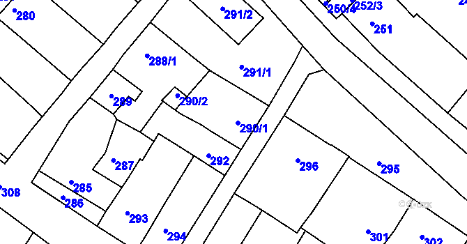 Parcela st. 290 v KÚ Čejč, Katastrální mapa