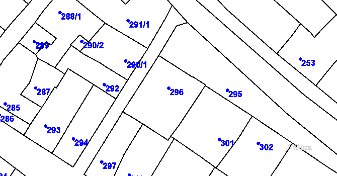Parcela st. 296 v KÚ Čejč, Katastrální mapa