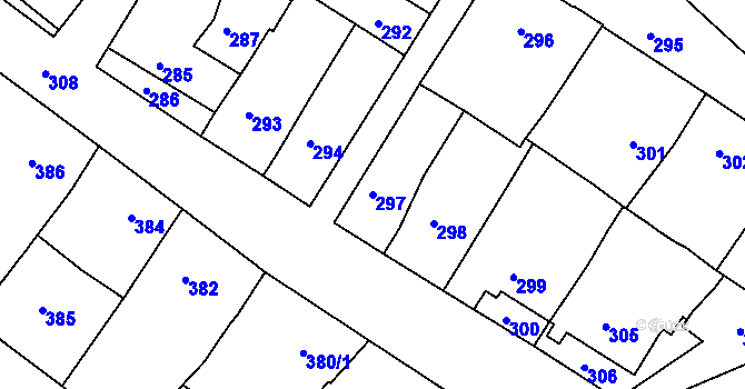 Parcela st. 297 v KÚ Čejč, Katastrální mapa