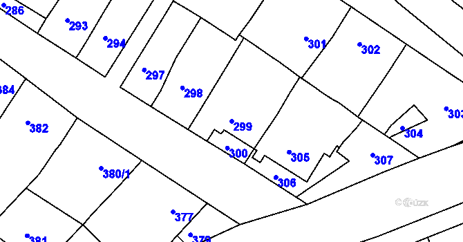Parcela st. 299 v KÚ Čejč, Katastrální mapa