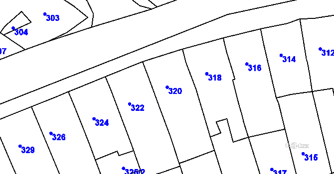Parcela st. 320 v KÚ Čejč, Katastrální mapa