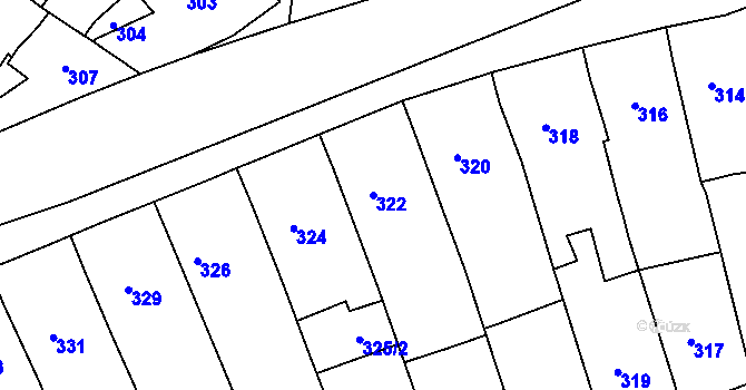 Parcela st. 322 v KÚ Čejč, Katastrální mapa