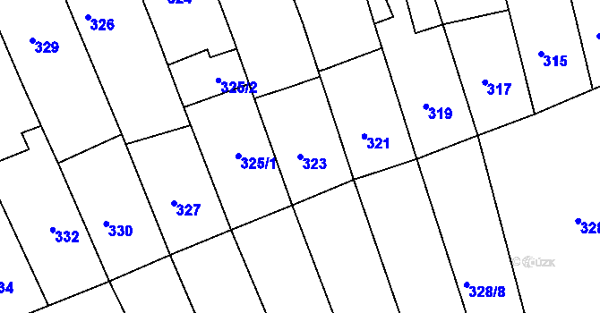 Parcela st. 323 v KÚ Čejč, Katastrální mapa
