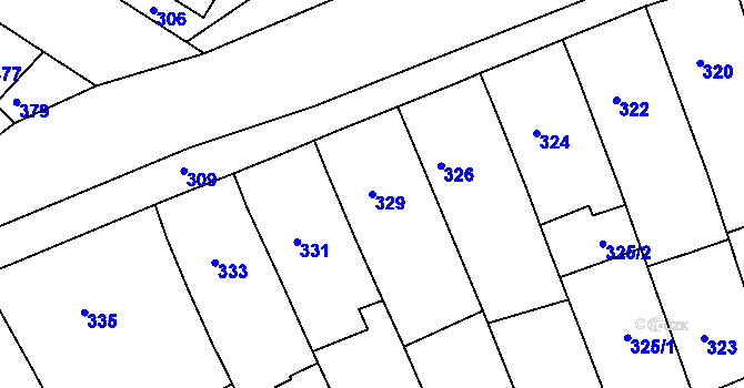 Parcela st. 329 v KÚ Čejč, Katastrální mapa