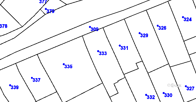 Parcela st. 333 v KÚ Čejč, Katastrální mapa