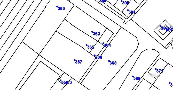 Parcela st. 365 v KÚ Čejč, Katastrální mapa