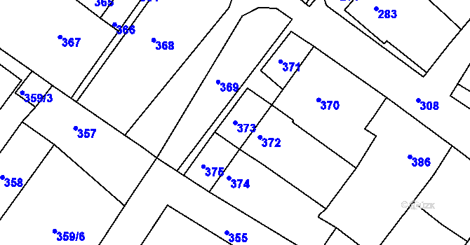 Parcela st. 373 v KÚ Čejč, Katastrální mapa