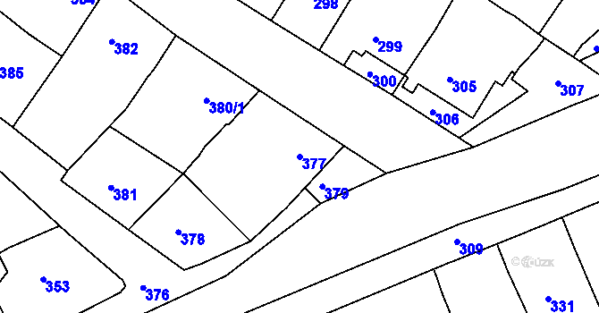 Parcela st. 377 v KÚ Čejč, Katastrální mapa