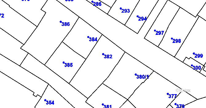 Parcela st. 382 v KÚ Čejč, Katastrální mapa