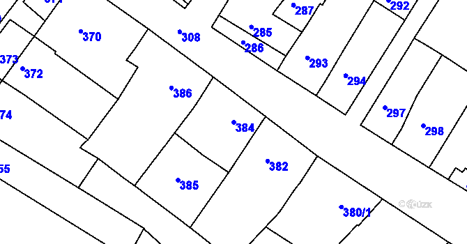 Parcela st. 384 v KÚ Čejč, Katastrální mapa