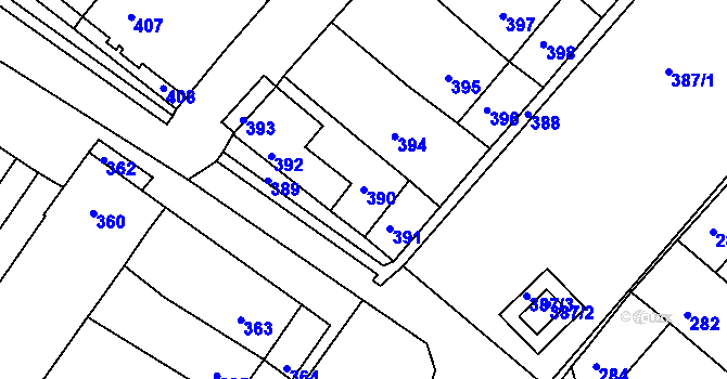 Parcela st. 390 v KÚ Čejč, Katastrální mapa