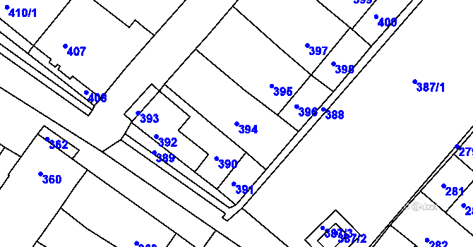 Parcela st. 394 v KÚ Čejč, Katastrální mapa