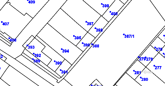 Parcela st. 396 v KÚ Čejč, Katastrální mapa