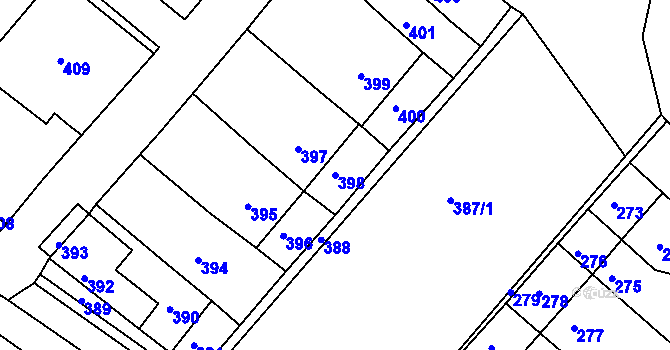 Parcela st. 398 v KÚ Čejč, Katastrální mapa