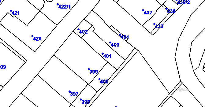 Parcela st. 401 v KÚ Čejč, Katastrální mapa