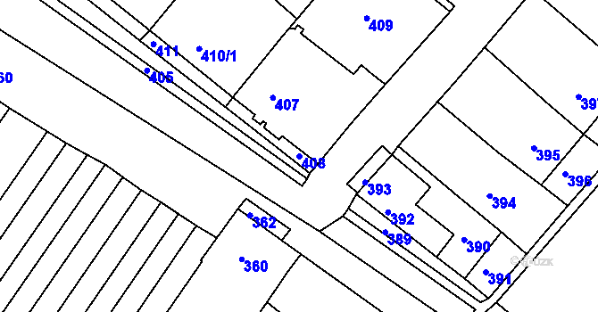 Parcela st. 408 v KÚ Čejč, Katastrální mapa