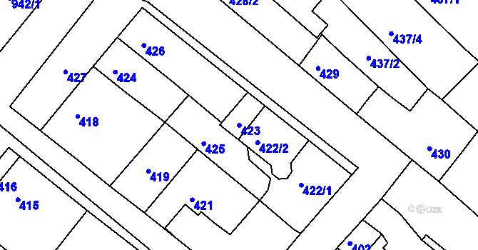 Parcela st. 423 v KÚ Čejč, Katastrální mapa