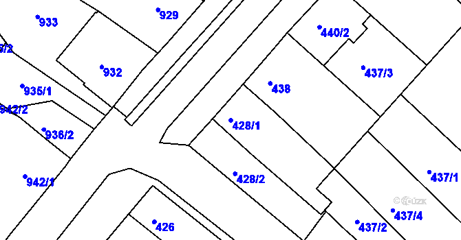Parcela st. 428/1 v KÚ Čejč, Katastrální mapa