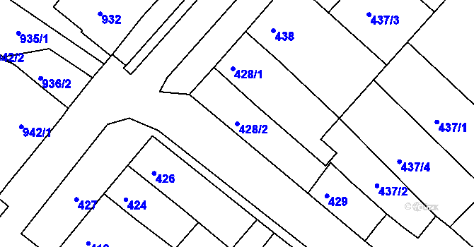 Parcela st. 428/2 v KÚ Čejč, Katastrální mapa