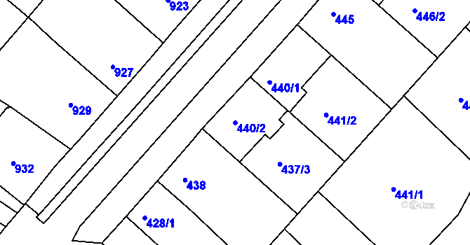 Parcela st. 440/2 v KÚ Čejč, Katastrální mapa