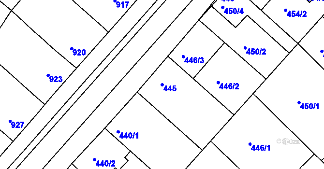 Parcela st. 445 v KÚ Čejč, Katastrální mapa